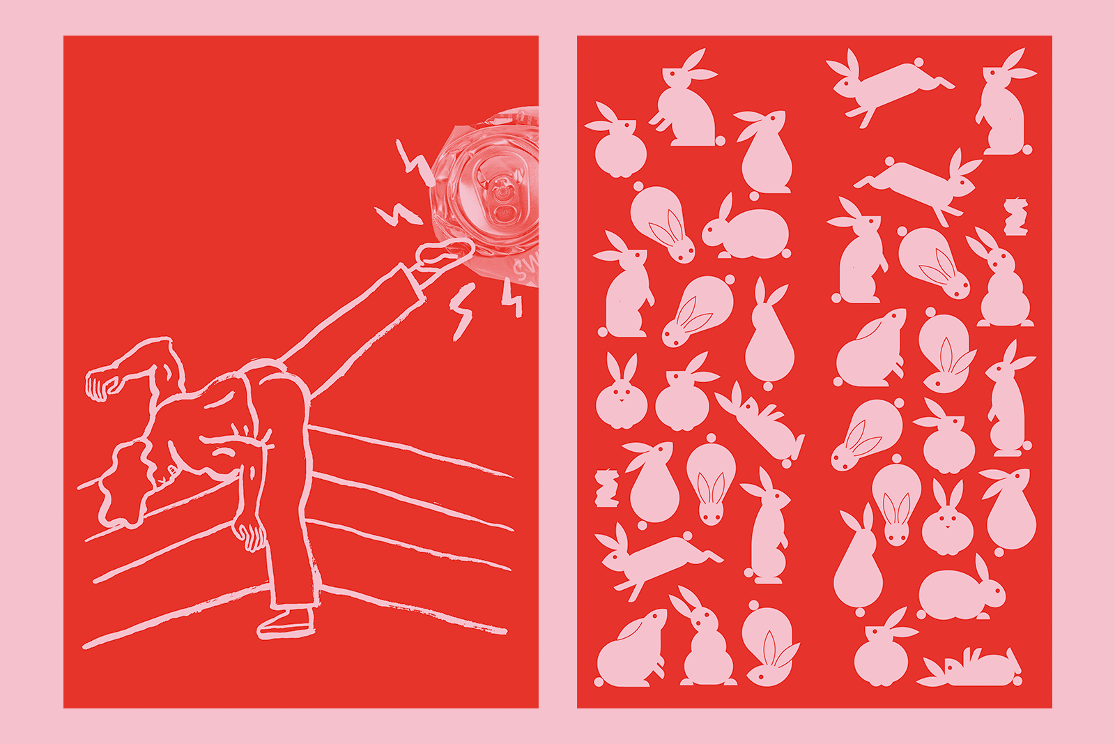 Crush issue 1 Beer-Zine by O Street Glasgow - Pink and red illustrations