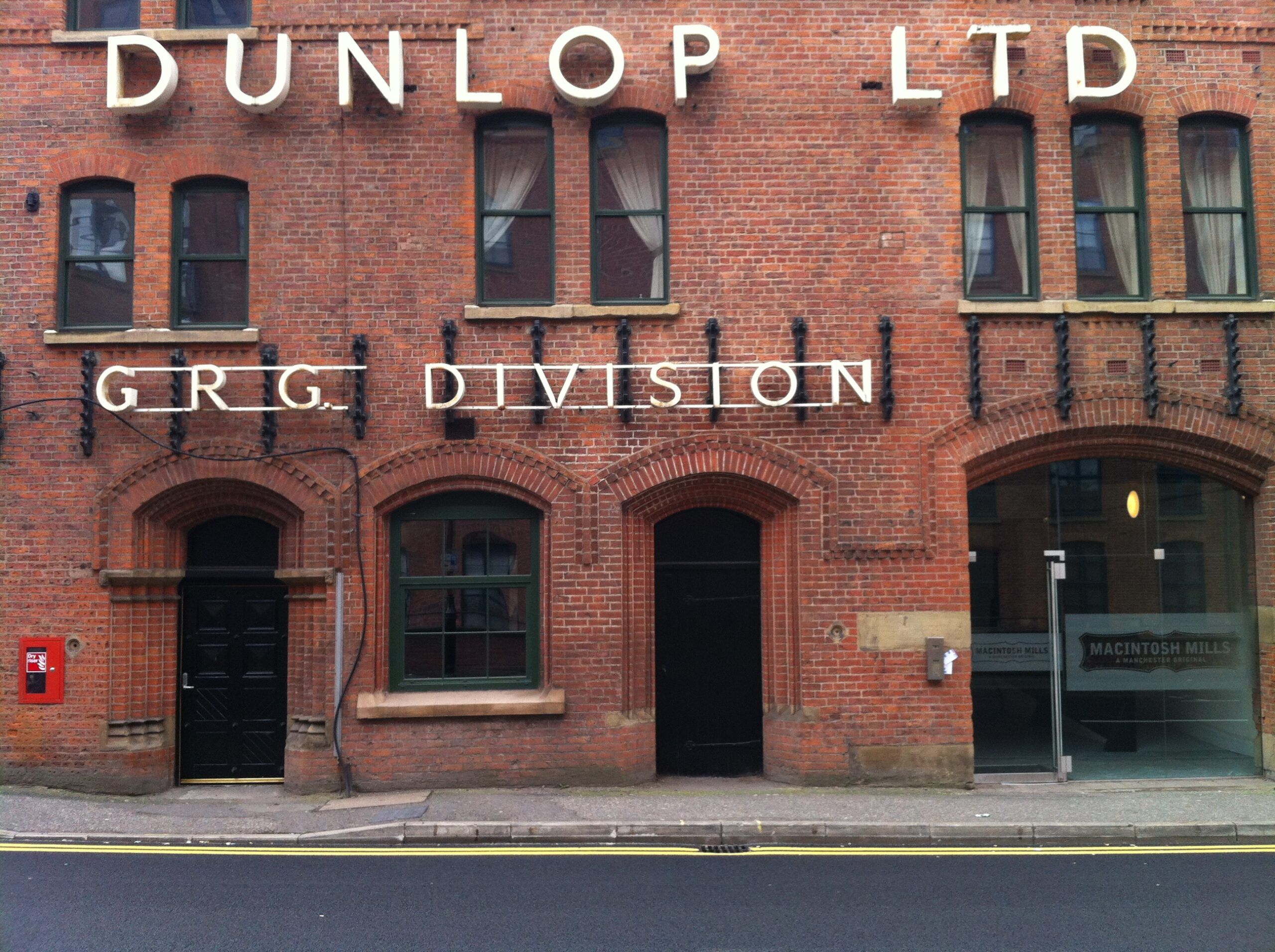 Dunlop Factory Signage in Manchester. O Street