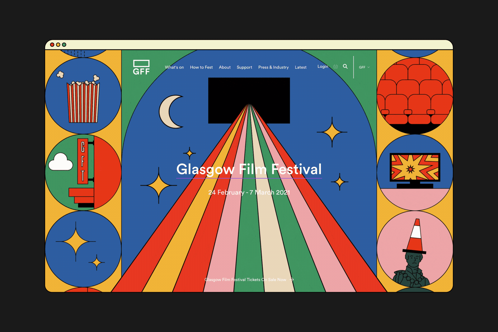 Glasgow Film Festival 2021 Webpage Design Animated Motion