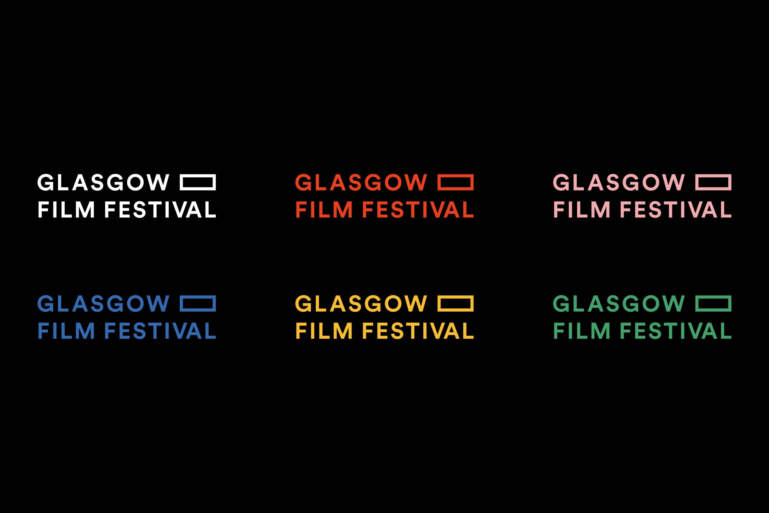 O Street Glasgow Film Festival Rebrand - Flat Image of Branded Logos multicolour on black background.