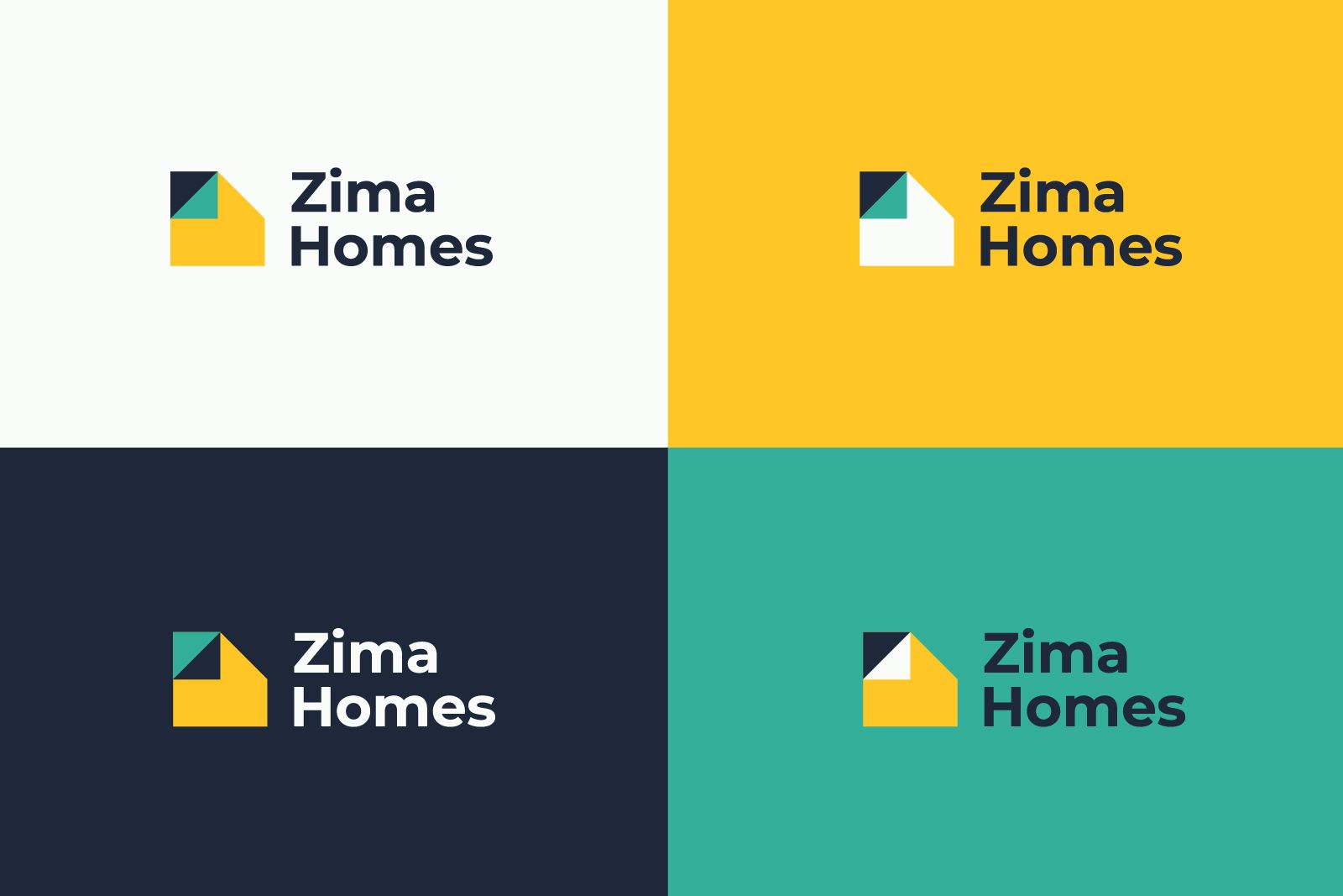 O Street Glasgow Branding for Zima Homes logo and wordmark in branded colour palettes 