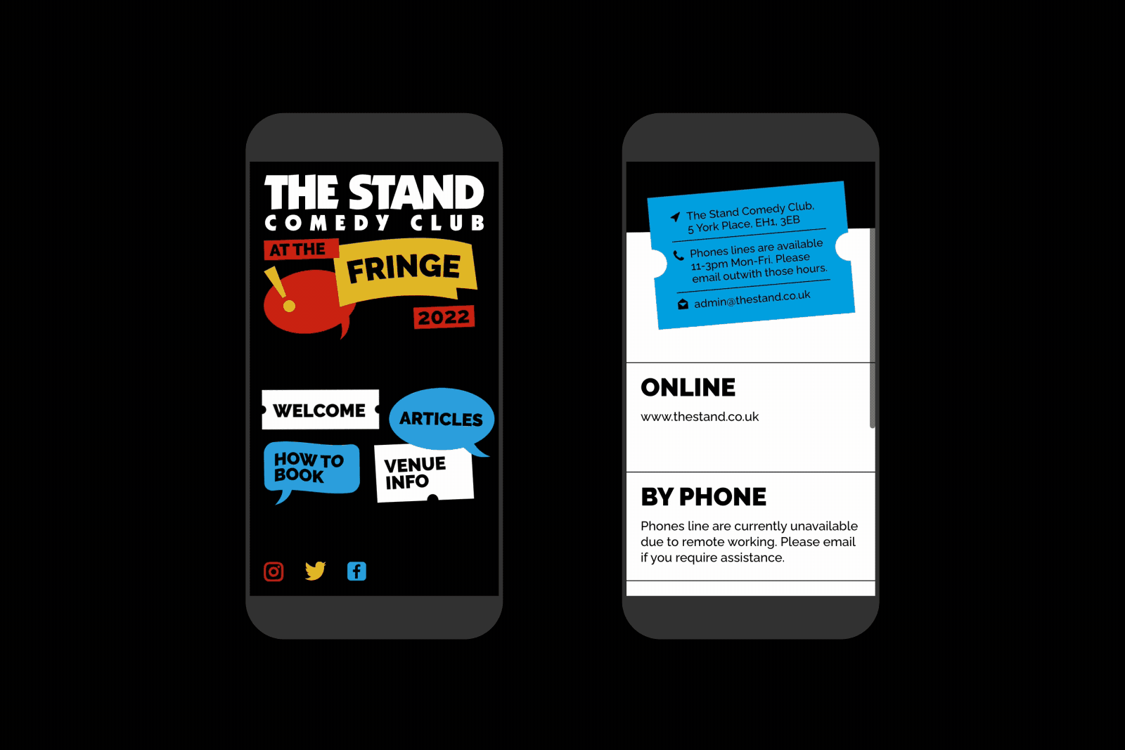The Stand Comedy Club Edinburgh Fringe 2022 Campaign O Street Visual Identity Interactive Microsite Digital Brochure 